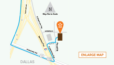 Map to Dallas store from north Dallas