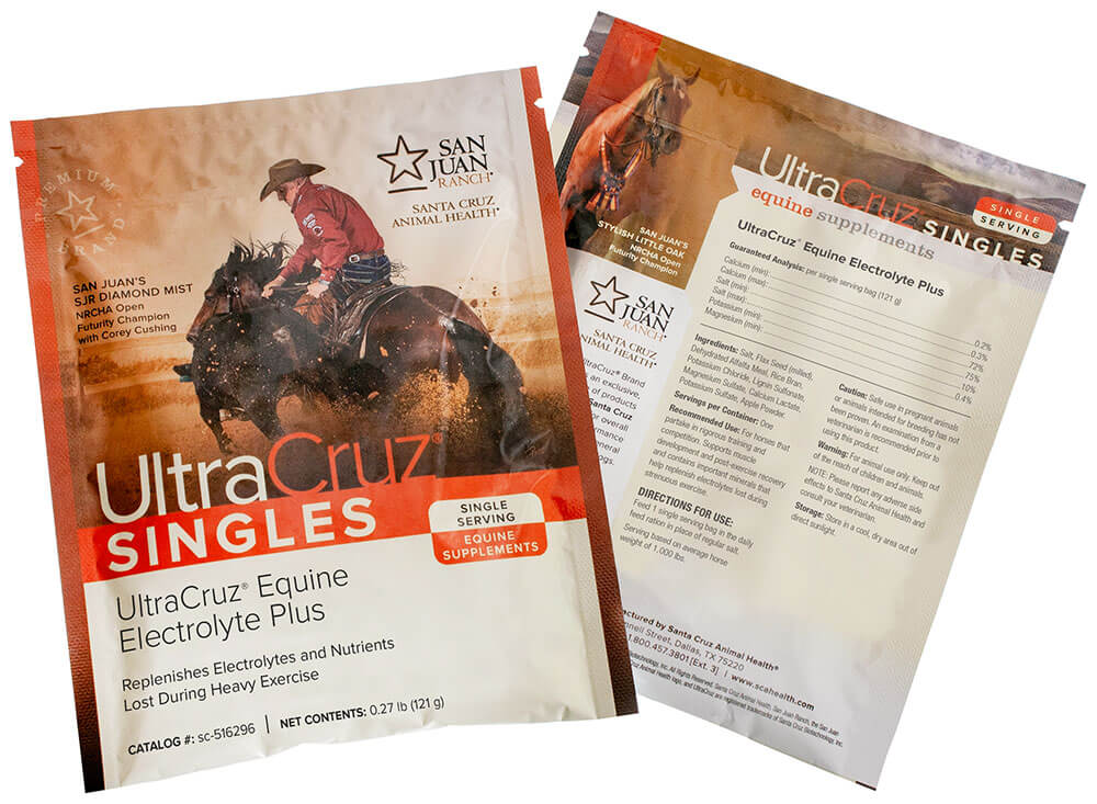 Integratore in pellet di elettroliti per cavalli - Pacchetti monodose di elettroliti per cavalli UltraCruz Plus