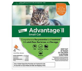 Advantage II Small Cat, Orange, 5-9 lb, 4ct product contents 328648 