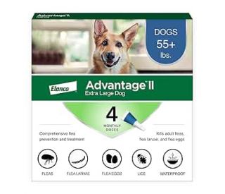 Advantage II XLarge Dog, Blue, over 55 lb, 4 ct packaging 317595 