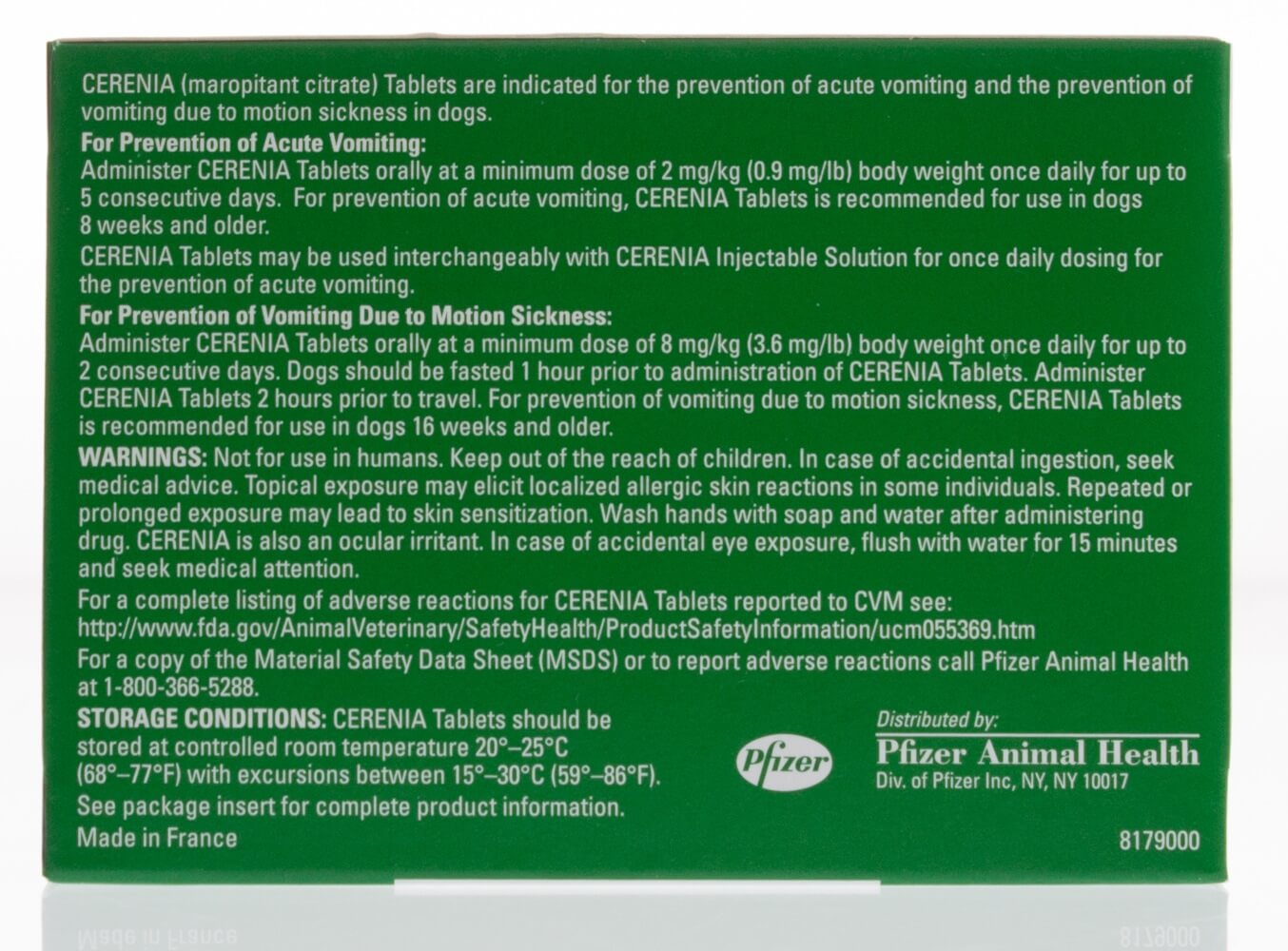 Cerenia Tab Dosing Chart