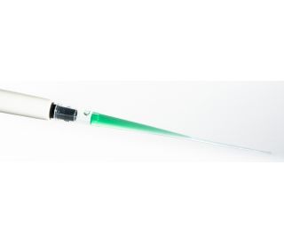 ExactaCruz&reg; Round Gel Loading Tips with liquid sample loaded, demonstrating optimal tip transparency for clear visual samp 