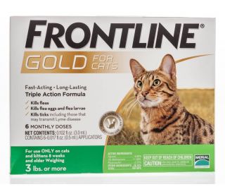 Merial Frontline Gold for Cats 3 lbs or more 3 doses 