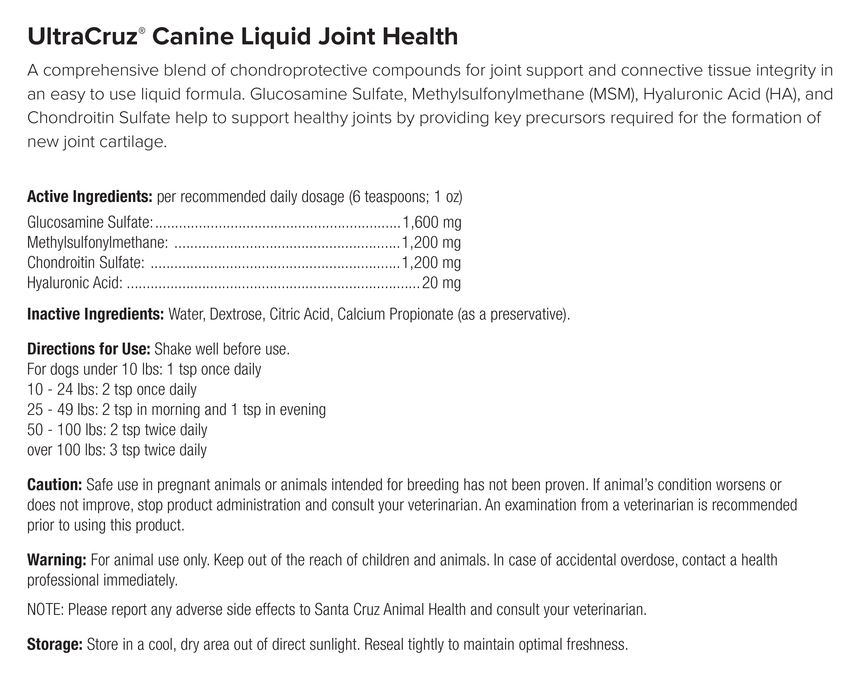 UltraCruz® Canine Liquid Joint Health Supplement for Dogs Santa Cruz
