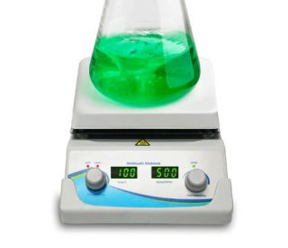 UltraCruz&reg; Digital Hotplate Magnetic Stirrer with a 7" x 7" surface efficiently stirs and heats liquids, featuring adjusta