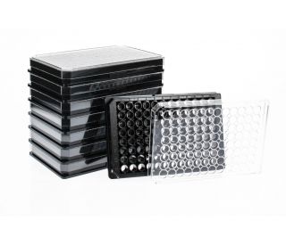 Multiple UltraCruz&reg; Tissue Culture Plates with transparent lids. Black frame reduces light interference, ensuring accurate 